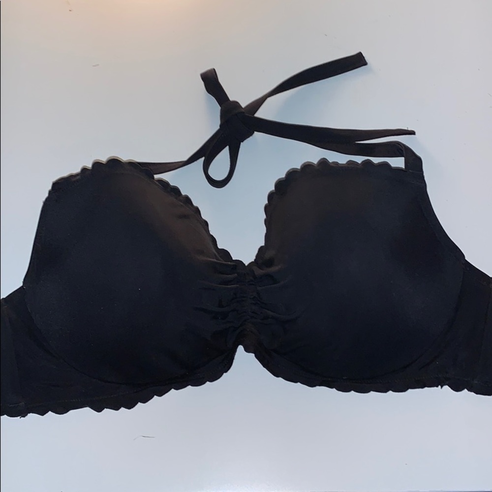 Black underwire swim top